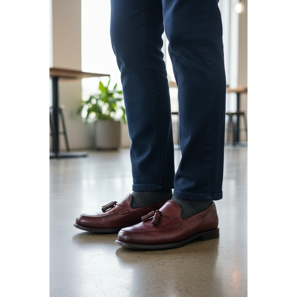 Allen Edmonds Grayson Tassel Loafers Burgundy Leather Men's Dress Shoes Size 10